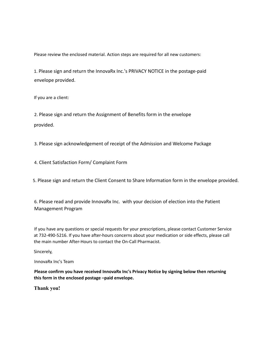 InnovaRx Welcome Packet page 3