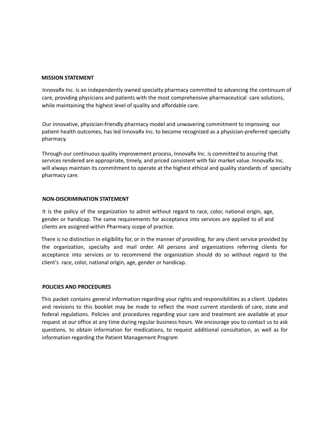 InnovaRx Welcome Packet page 4