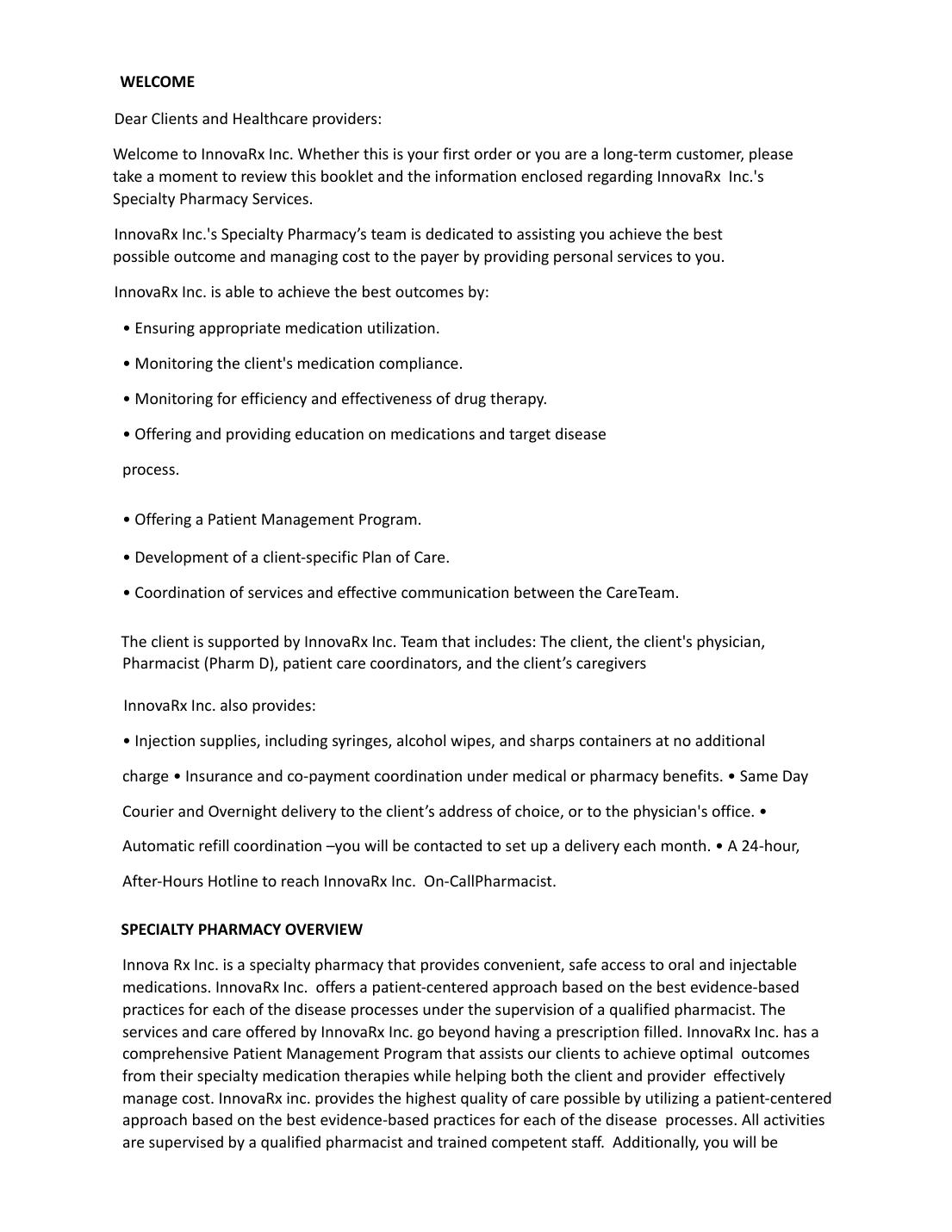 InnovaRx Welcome Packet page 5
