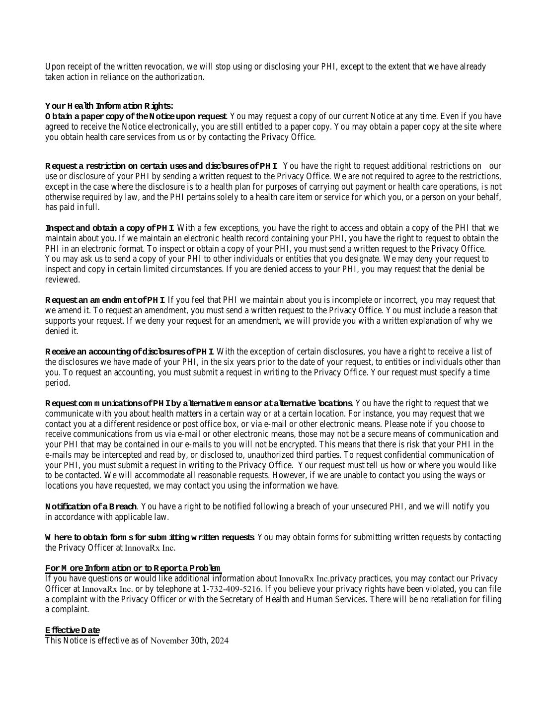InnovaRx Welcome Packet page 27